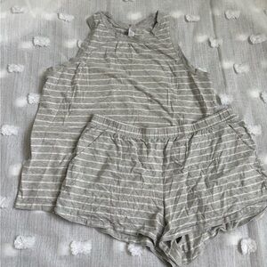 Stars Above Striped Gray Tank and Shorts PJ Set Size L